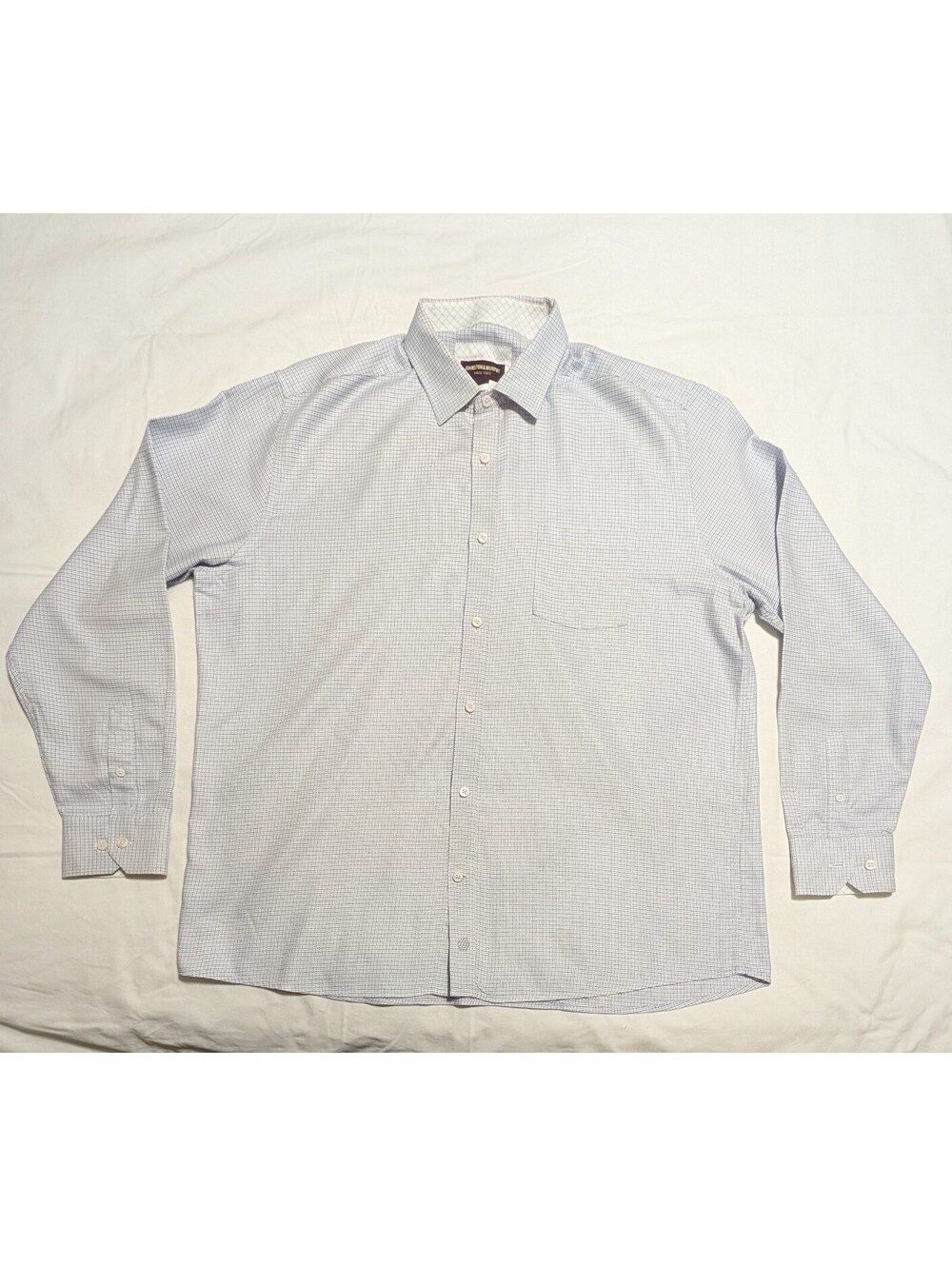 Johnston & Murphy Mens XL Shirt Blue White Long Sleeve Cuff